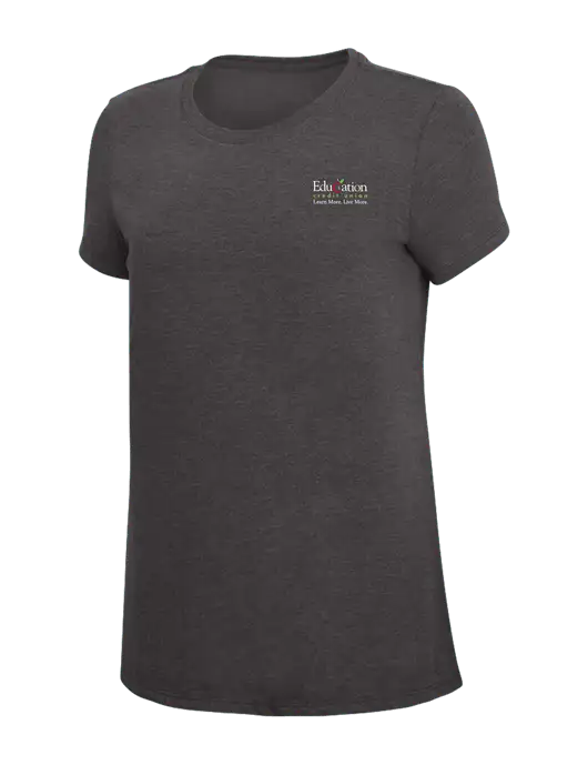 Womens Simply Soft Heather Charcoal 4.5oz  Poly/Combed Ring Spun Cotton T-Shirt w/Education Credit Union Logo