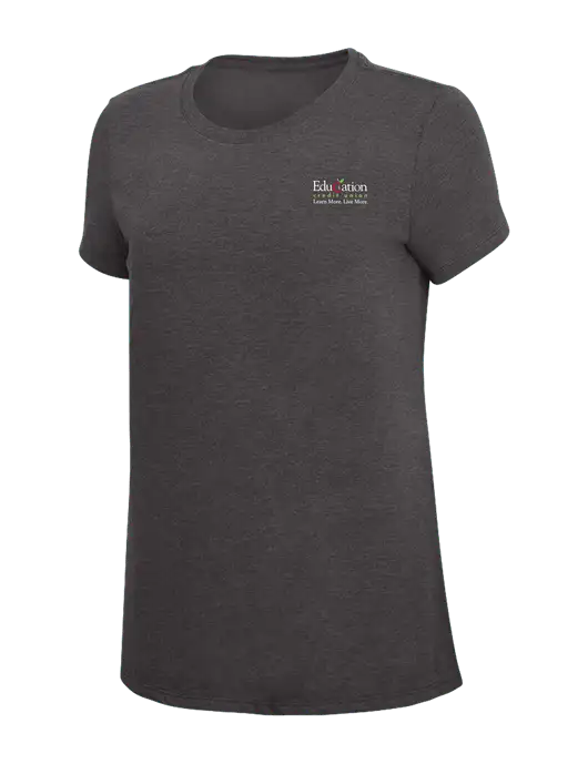 Womens Simply Soft Heather Charcoal 4.5oz  Poly/Combed Ring Spun Cotton T-Shirt w/Education Credit Union Logo
