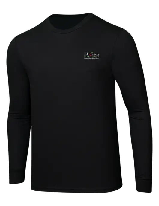 Simply Soft Long Sleeve Black 4.5 oz, Poly/Combed Ring Spun Cotton T-Shirt w/Education Credit Union Logo