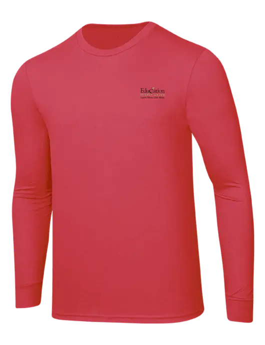 Simply Soft Long Sleeve Red Frost 4.5 oz, Poly/Combed Ring Spun Cotton T-Shirt w/Education Credit Union Logo