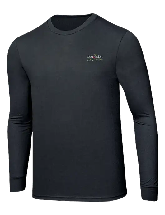 Simply Soft Long Sleeve Black Frost 4.5 oz, Poly/Combed Ring Spun Cotton T-Shirt w/Education Credit Union Logo