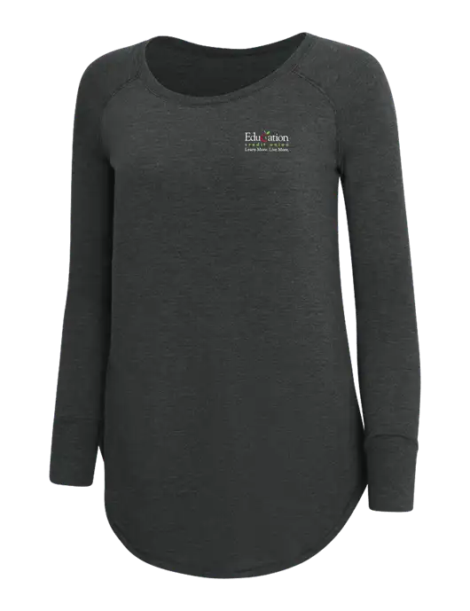 Womens Perfect Wide Collar Tunic Tri-Blend Black Frost 4.5 oz T-Shirt w/Education Credit Union Logo