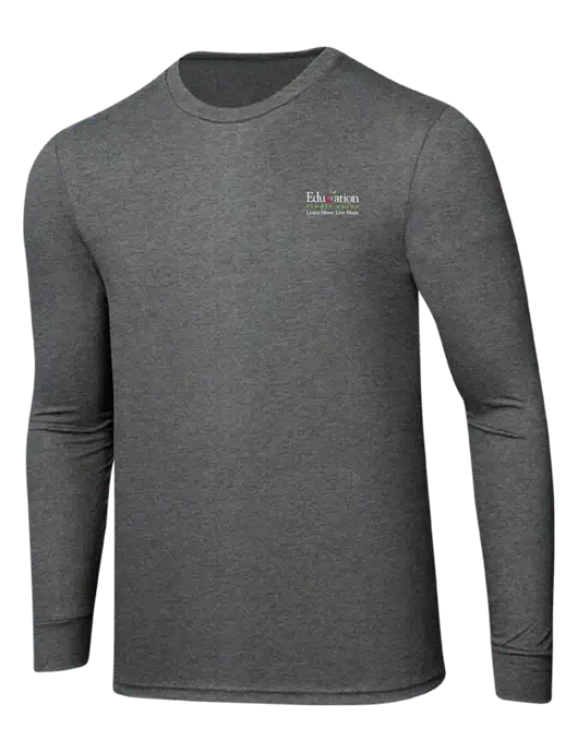Simply Soft Long Sleeve Medium Grey Frost 4.5 oz, Poly/Combed Ring Spun Cotton T-Shirt w/Education Credit Union Logo