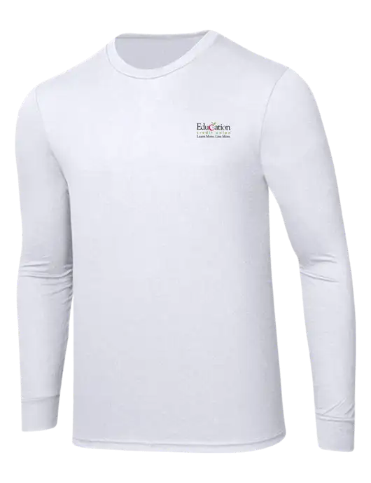 Simply Soft Long Sleeve White 4.5 oz, Poly/Combed Ring Spun Cotton T-Shirt w/Education Credit Union Logo