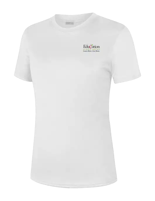  Womens White PosiCharge Competitor Tee w/Education Credit Union Logo