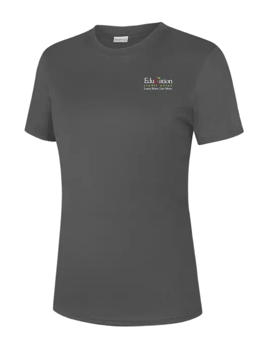  Womens Dark Grey PosiCharge Competitor Tee w/Education Credit Union Logo