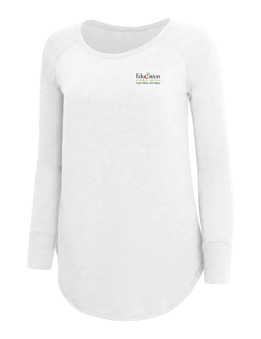 Womens Perfect Wide Collar Tunic Tri-Blend White 4.5 oz T-Shirt w/Education Credit Union Logo