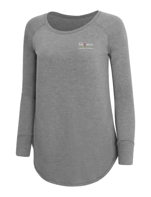 Womens Perfect Wide Collar Tunic Tri-Blend Grey Frost 4.5 oz T-Shirt w/Education Credit Union Logo