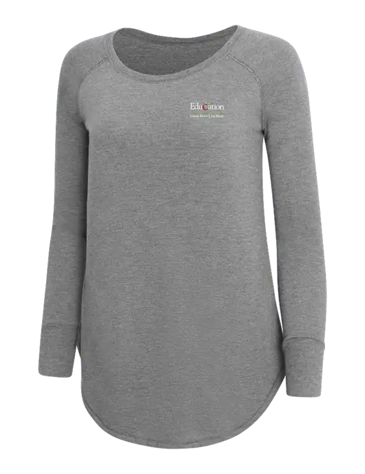 Womens Perfect Wide Collar Tunic Tri-Blend Grey Frost 4.5 oz T-Shirt w/Education Credit Union Logo