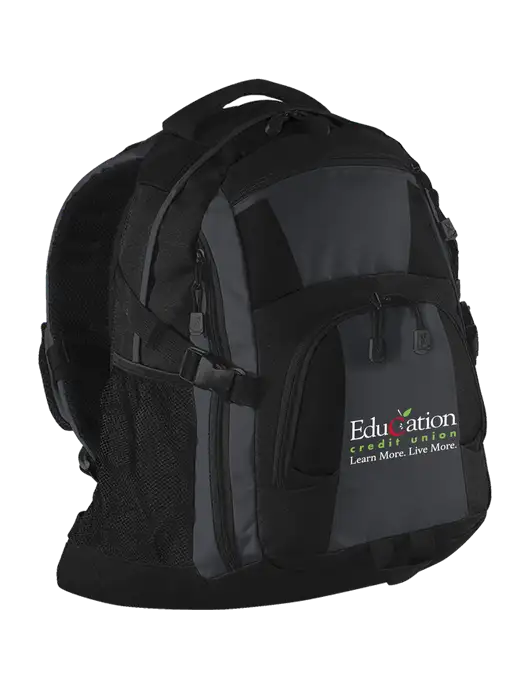 Urban Black/Grey/Black Laptop Backpack w/Education Credit Union Logo