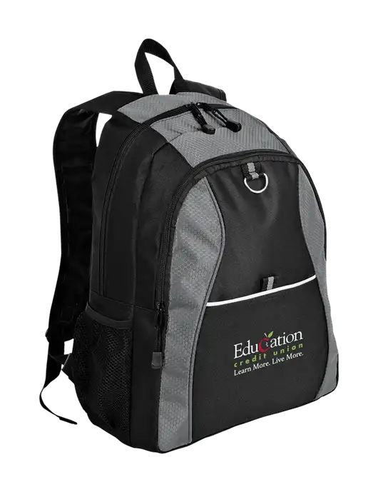 Honeycomb Grey/Black Backpack w/Education Credit Union Logo