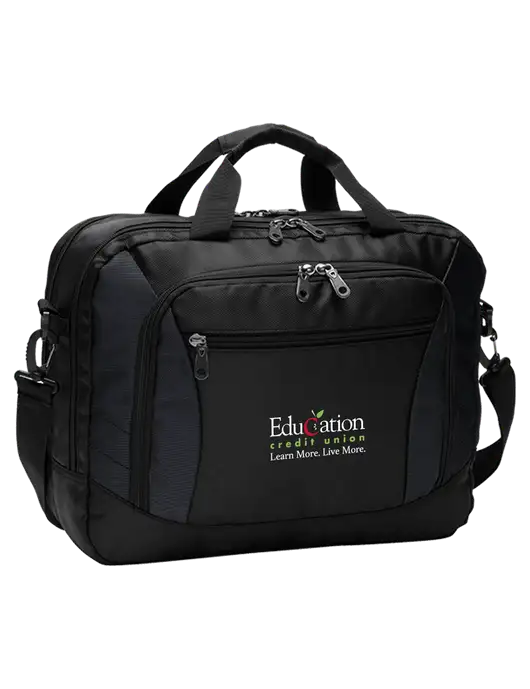 Commuter Black Laptop Briefcase w/Education Credit Union Logo