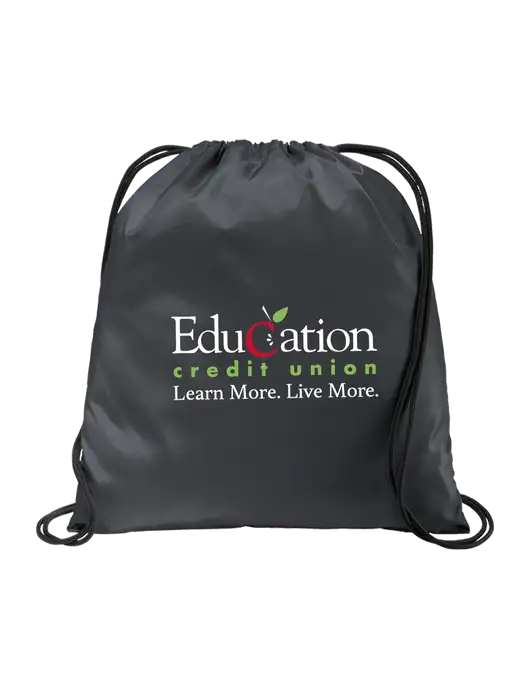 Drawstring  Graphite Grey Cinch Pack w/Education Credit Union Logo