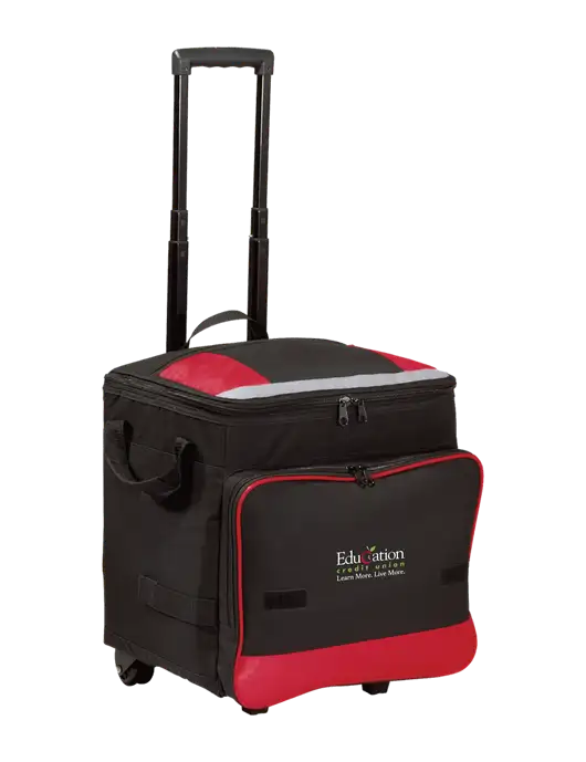 Red Rolling Cooler w/Education Credit Union Logo