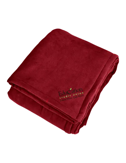Mountain Lodge Red Rhubarb Blanket w/Education Credit Union Logo