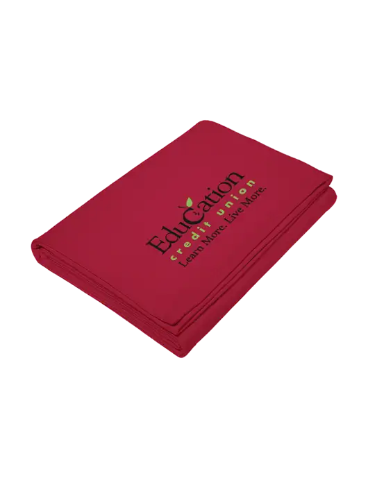 Core Red Fleece Sweatshirt Blanket w/Education Credit Union Logo