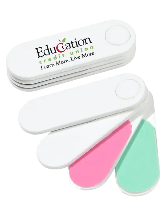 White Folding Nail Files & Buffer w/Education Credit Union Logo
