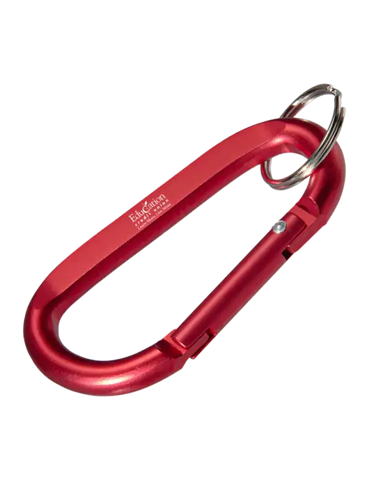 Red Carabiner & Key Ring w/Education Credit Union Logo