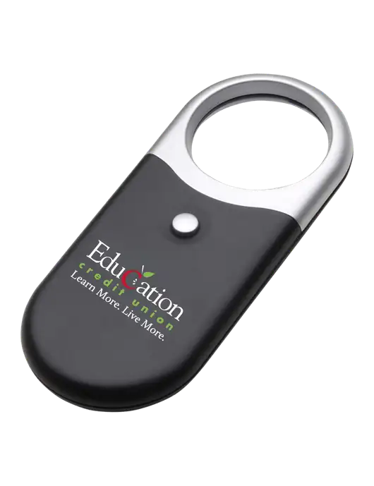 Compact Black Magnifier Light w/Education Credit Union Logo