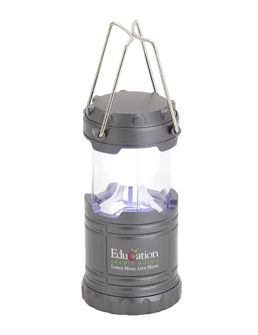Gunmetal Mini Retro Lantern w/Education Credit Union Logo