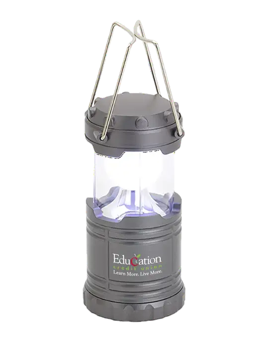 Gunmetal Mini Retro Lantern w/Education Credit Union Logo