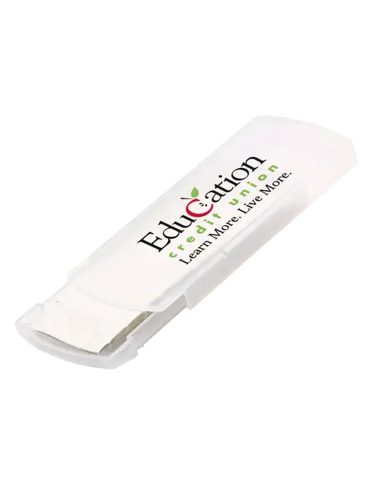 Slide Right Clear Bandage Dispenser w/Education Credit Union Logo
