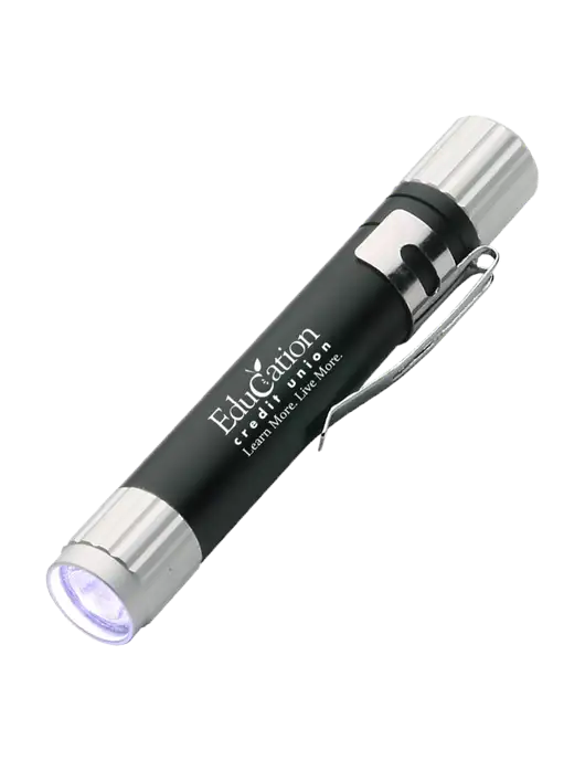 Black Aluminum LED Penlight w/Education Credit Union Logo