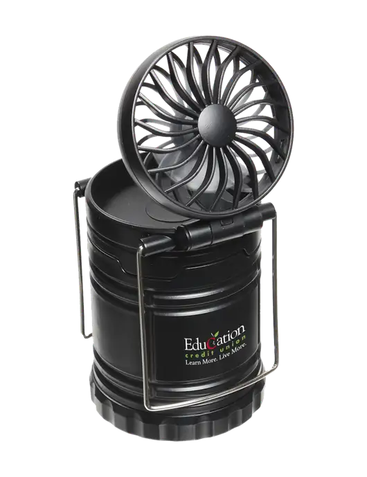 Black Retro Lantern with Fan w/Education Credit Union Logo