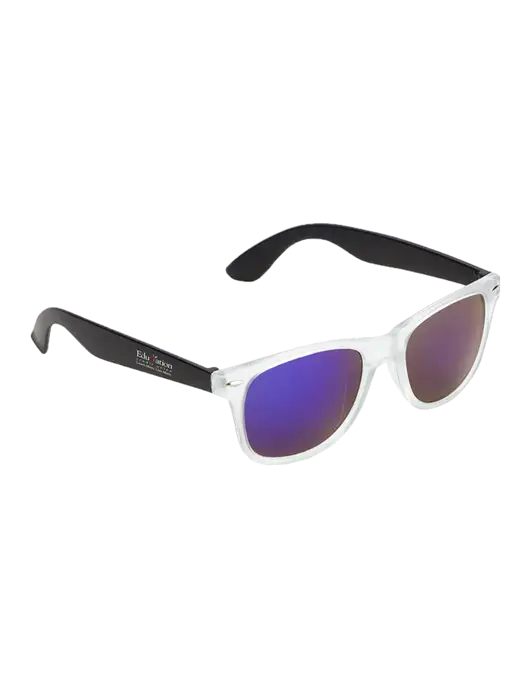 Key West Black Mirrored Sunglasses w/Education Credit Union Logo