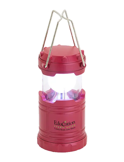 Red Mini Retro Lantern w/Education Credit Union Logo
