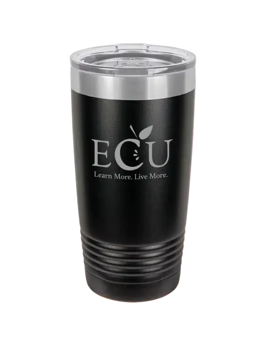 Polar Camel 20 oz Powder Coated Black Vacuum Insulated Tumbler w/Education Credit Union shortened Logo