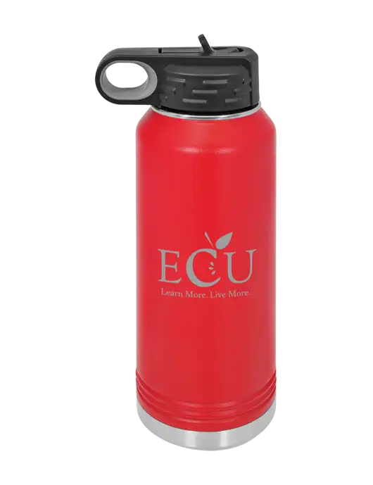 Polar Camel 32 oz Powder Coated Red Vacuum Insulated Water Bottle w/Education Credit Union shortened Logo