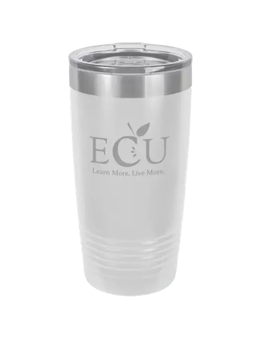 Polar Camel 20 oz Powder Coated White Vacuum Insulated Tumbler  w/Education Credit Union shortened Logo