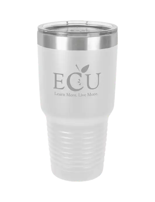 Polar Camel 30 oz Powder Coated White Vacuum Insulated Tumbler  w/Education Credit Union shortened Logo