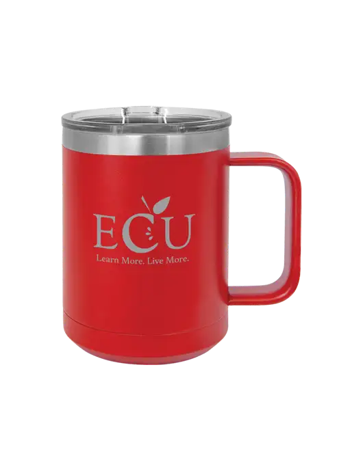 Polar Camel 15 oz Powder Coated Red Vacuum Insulated Mug with Slider Lid w/Education Credit Union shortened Logo