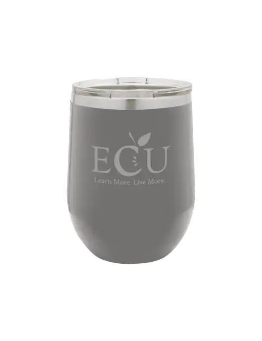 Polar Camel 12 oz Powder Coated Grey Vacuum Insulated Stemless Wine Tumbler w/Education Credit Union shortened Logo