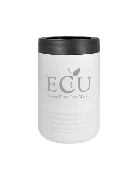 Polar Camel 12 oz Powder Coated White Vacuum Insulated Beverage Holder w/Education Credit Union shortened Logo