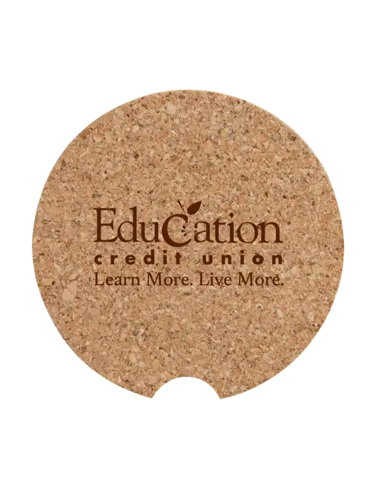 Cork Car Coaster, 2.5" w/Education Credit Union Logo