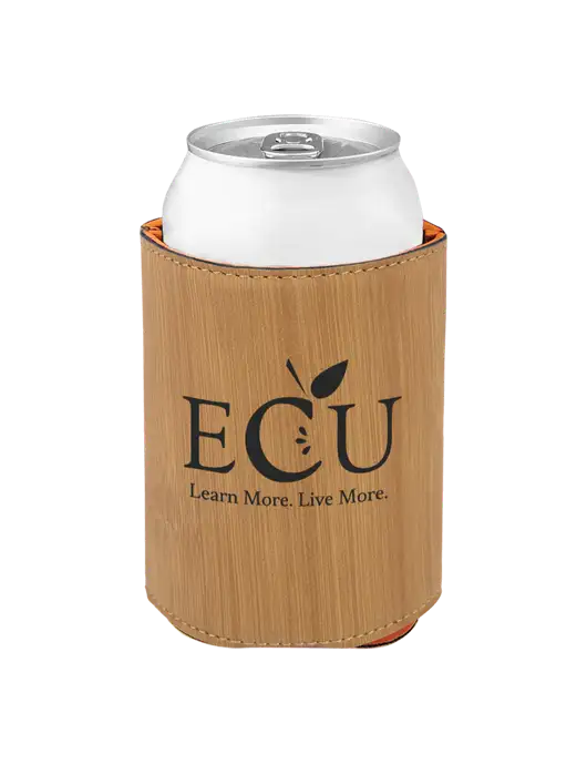 Bamboo Leatherette Beverage Holder w/Education Credit Union shortened Logo
