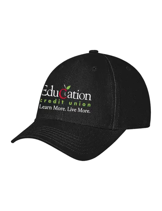 Black Structured Soft Snap Closure Hook & Loop Cap w/Education Credit Union Logo