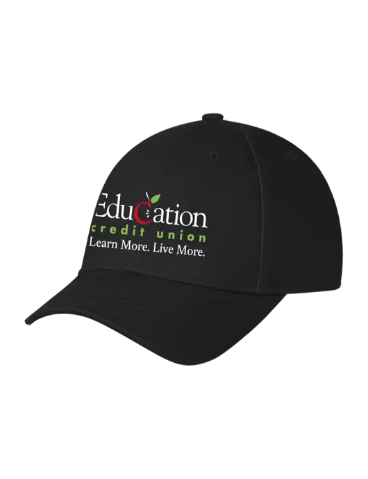 Black Structured Cap Hook & Loop w/Education Credit Union Logo