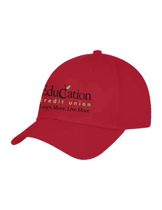 Red Structured Cap Hook & Loop w/Education Credit Union Logo