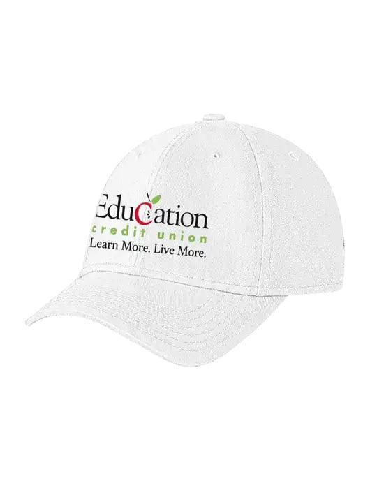 White Structured Soft Snap Closure Hook & Loop Cap w/Education Credit Union Logo