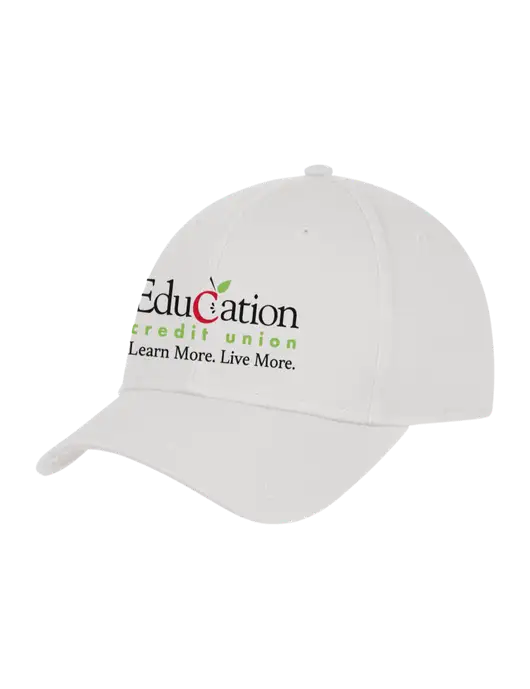 White Structured Cap Hook & Loop w/Education Credit Union Logo