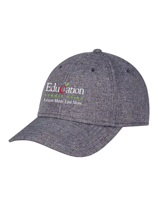 Heather Charcoal Structured Linen Look Cap Hook & Loop w/Education Credit Union Logo