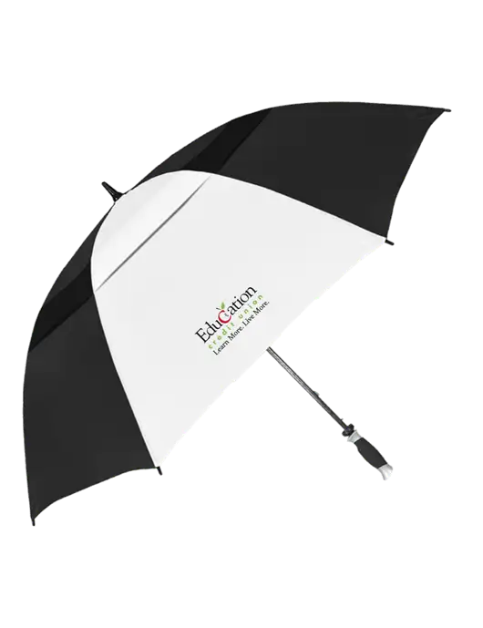 Black/White Vented Typhoon Tamer Golf Umbrella w/Education Credit Union Logo
