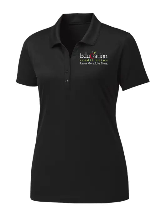 Womens Black PosiCharge Competitor Polo w/Education Credit Union Logo