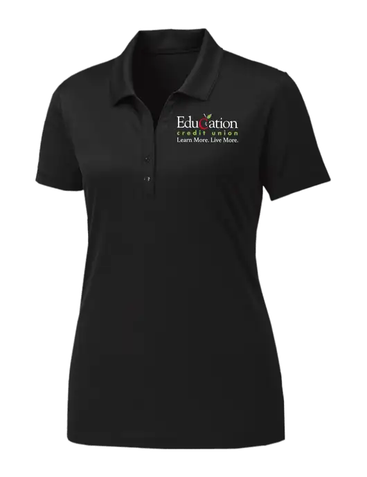 Womens Black PosiCharge Competitor Polo w/Education Credit Union Logo