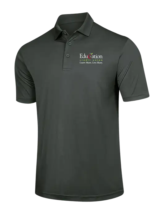 Dark Grey PosiCharge Competitor Polo w/Education Credit Union Logo