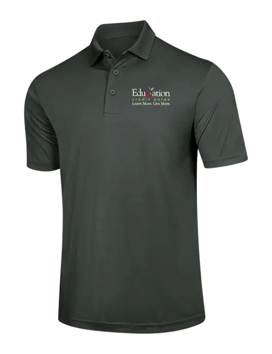 Dark Grey PosiCharge Competitor Polo w/Education Credit Union Logo